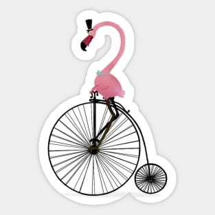 Penny Farthing Flamingo Sticker